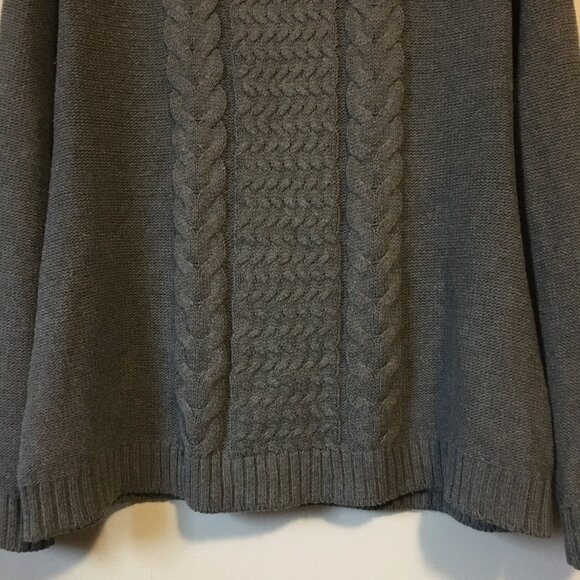 ALFRED SUNG Natural Wool Cotton Rayon Blend Grey Cable Knit Sweater - Picture 4 of 16